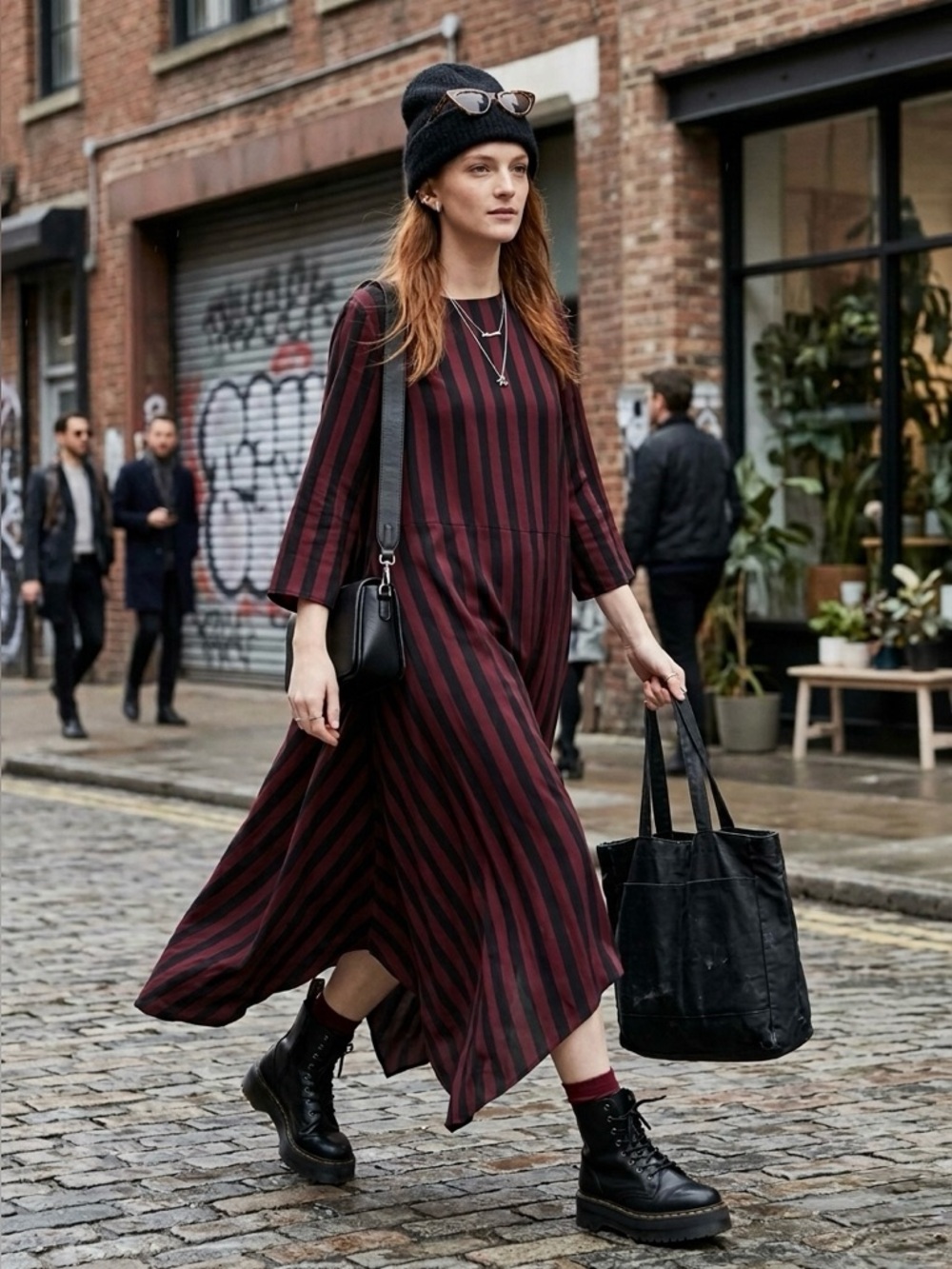 Monki Stripped Asymmetrical Maxi Dress size M